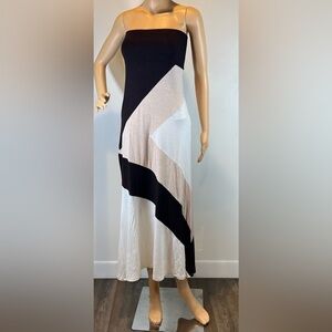 2/$25 3/$35 Vintage strapless dress / skirt color block black white tan